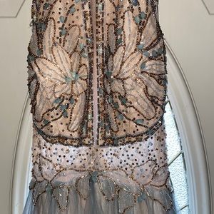 Blue beaded prom dress